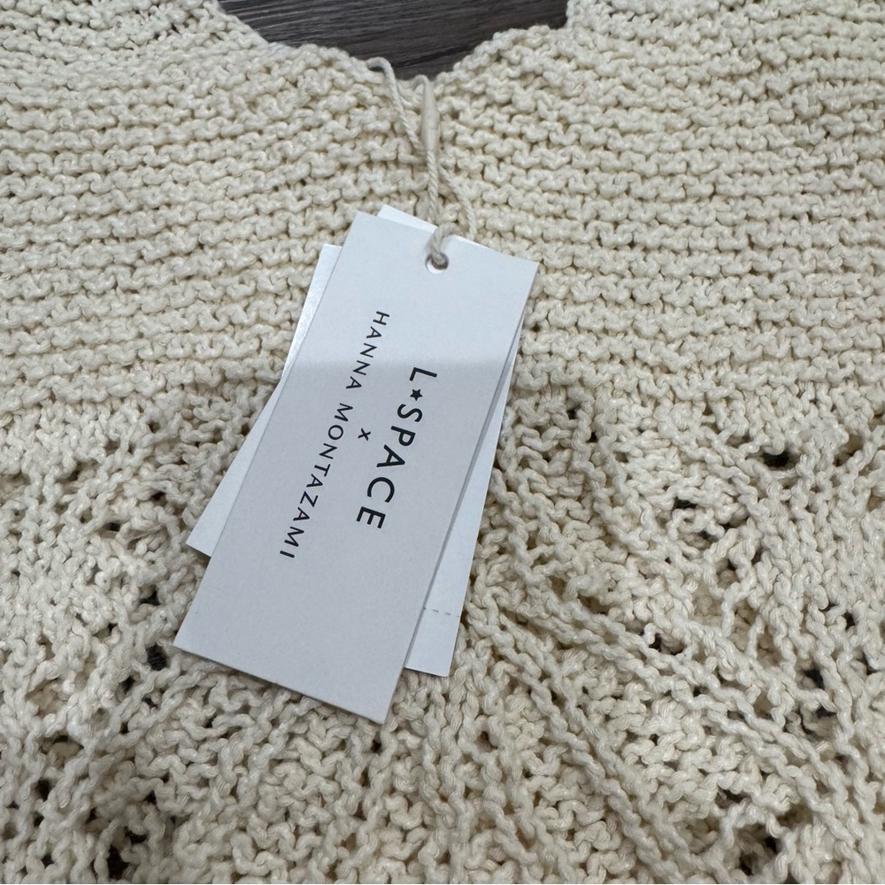 L*space X Hanna Montazami Lisola Crochet Cover Up Dress in Tapioca - Picture 9 of 11